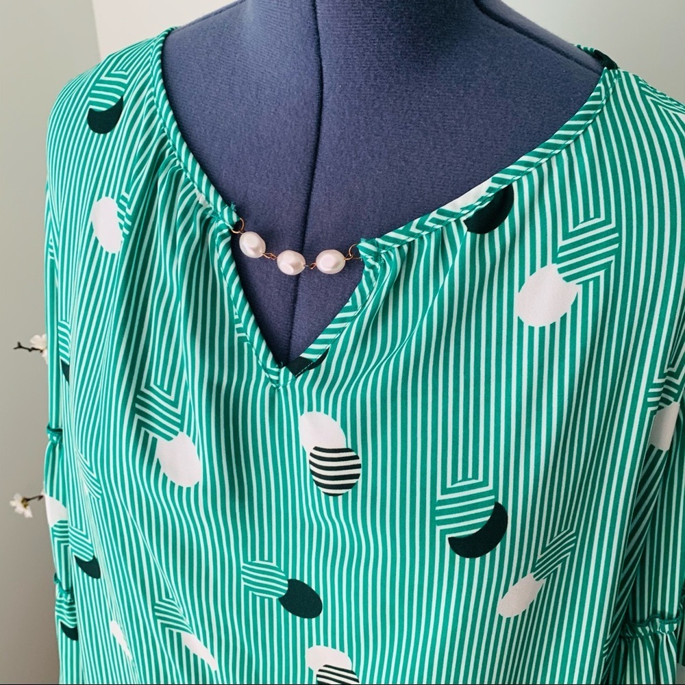 Ashley Stewart Circle Striped Blouse Size 18/20 - Picture 2 of 5